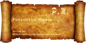 Petrovits Manna névjegykártya